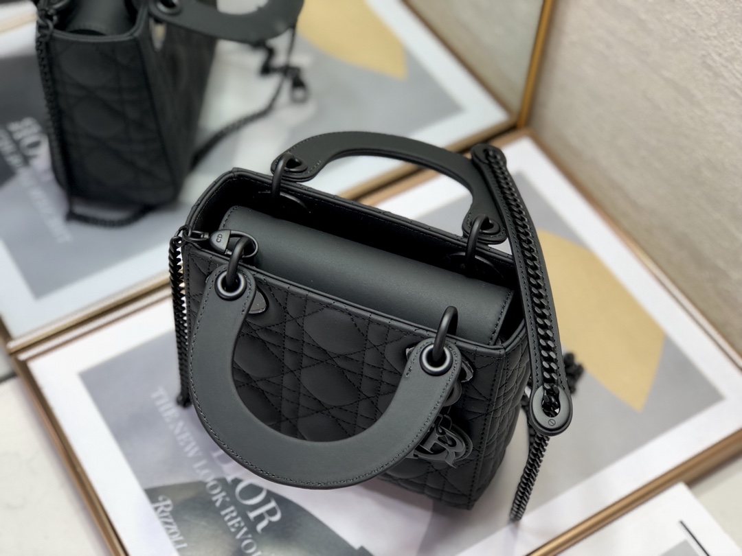 Mini Lady Dior Bag Black Ultramatte Cannage Calfskin